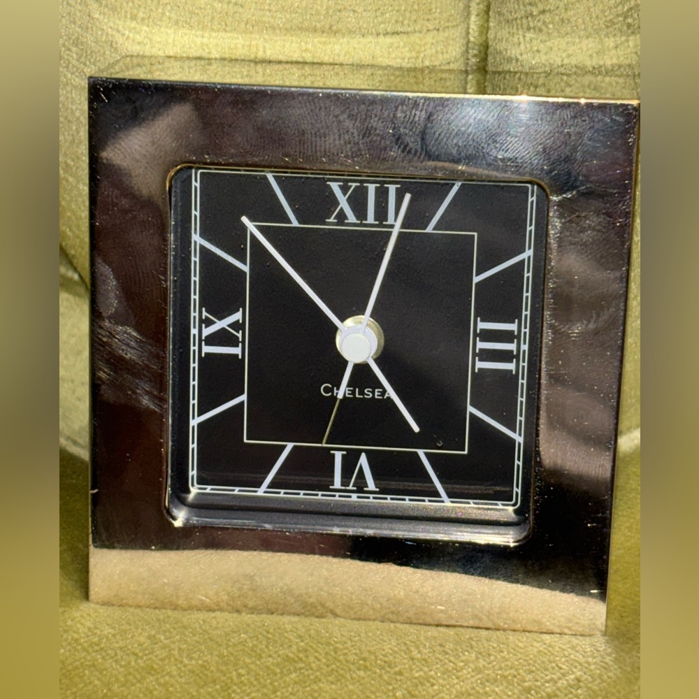 Chelsea Polished Nickle Art Deco Desk Alarm Clock German Quartz Movment 3"